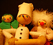 Puppets with woollen bodies and other tactile features